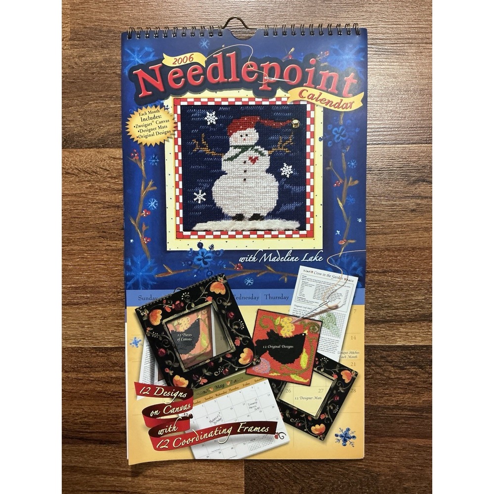 Vtg 2006 Needlepoint Calendar Madeline Lake 12 Designs W/Coordinating Frames New